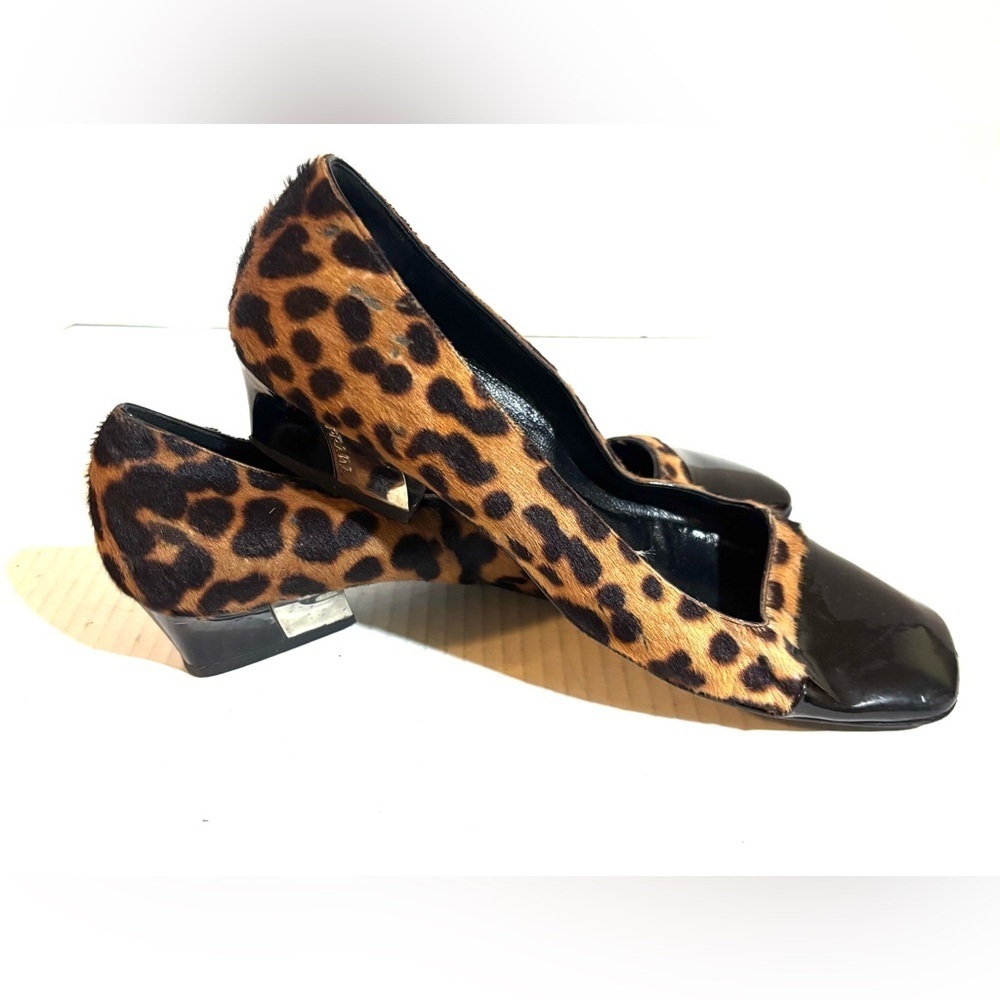Prada ponytail pumps  brown animal print Women's Shoes with Black Accents